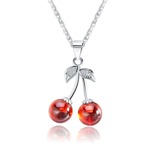 Luxury Bee Admiralia Sterling Silver 925 with Cherry Garnet Pendant Necklace - Luxury Bee
