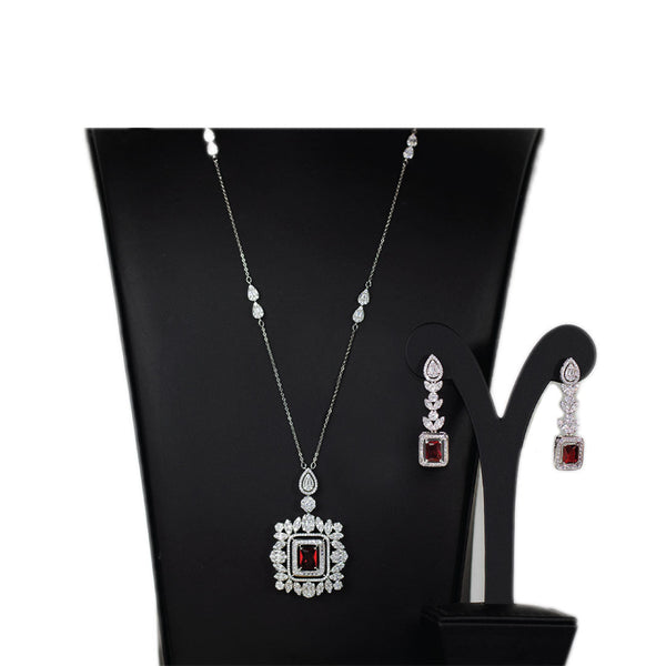 Luxury Bee Aims Long Necklace Set for Women- Daily-Office-Party Wear Jewelry Set-Red Zircon - Luxury Bee
