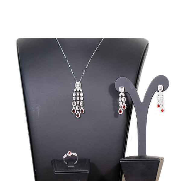Luxury Bee Chase Necklace Set for Women- Daily-Office-Party Wear Jewelry Set-Red Zircon - Luxury Bee
