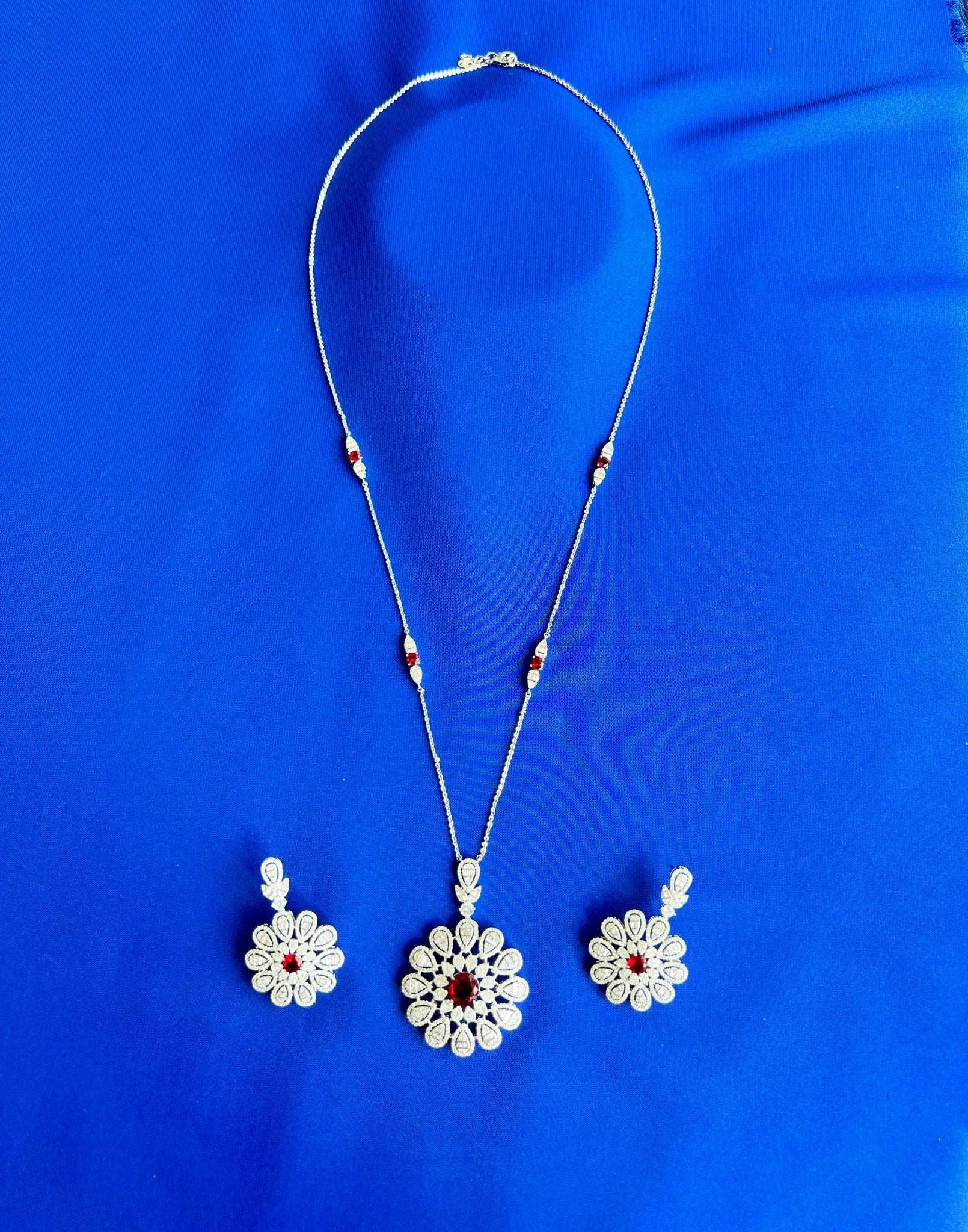 Circv Necklace Set for Women Red Zircon