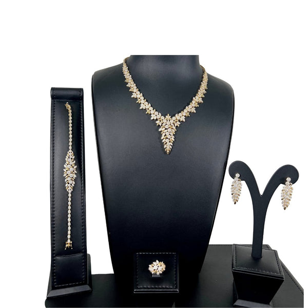 Luxury Bee Delux Necklace Set- with Zircon- Party/Wedding Jewelry Set-Golden Reach - Luxury Bee