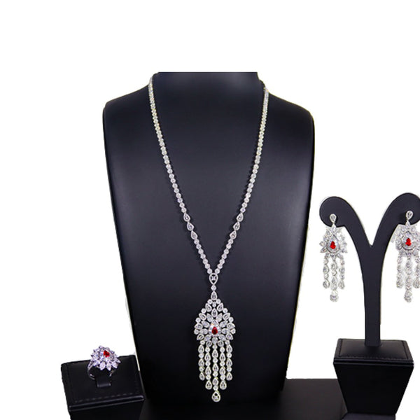 Luxury Bee Hallmark Necklace Set- with Zircon- Party/Wedding Jewelry Set-Red Reach - Luxury Bee