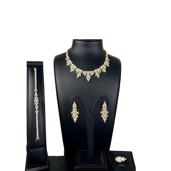 Luxury Bee Noble Necklace Set- with Zircon- Party-Wedding Jewelry Set Golden Reach - Luxury Bee