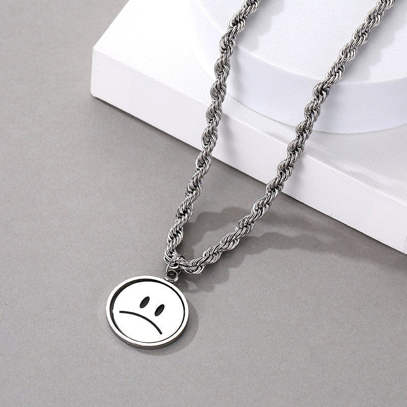 Luxury Bee Rotate Smiley Face Hip-Hop Pendant Hipster necklace - Luxury Bee