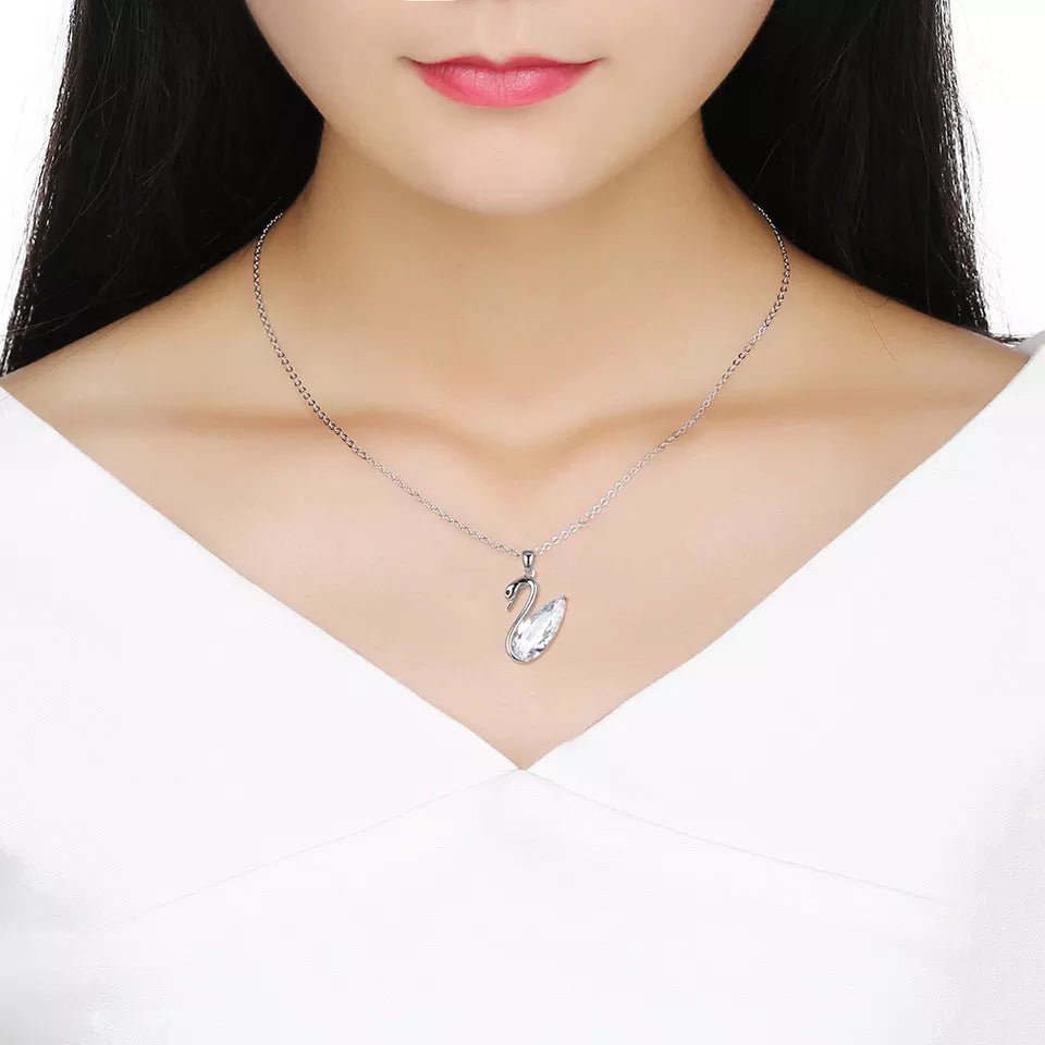 Luxury Bee Swan Shape Necklace 925 Sterling Silver Pendant Necklace For Women - Luxury Bee