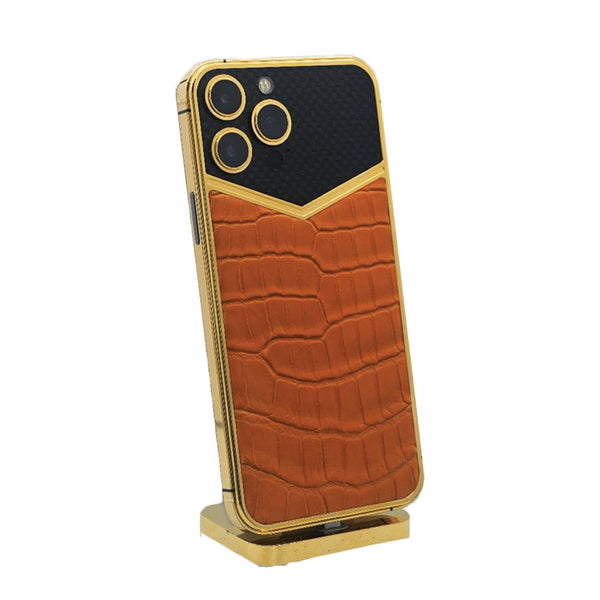 Luxury Bee TESORO IPhone-24K Gold Plated with CROCODILE Leather Luxury Phone - Luxury Bee